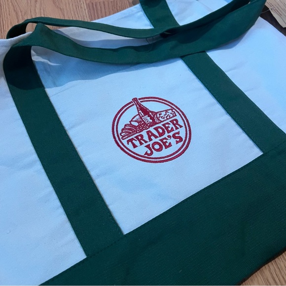 NWT Large Green Trader Joe’s Reuasble Green Canvas Tote Classic New Release - Picture 3 of 3